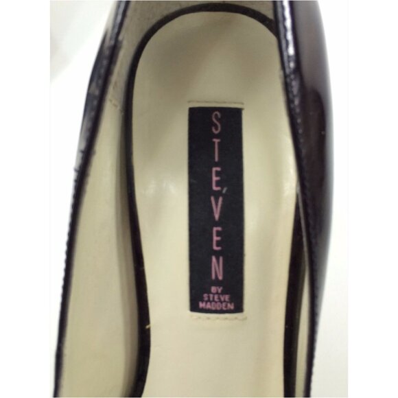 Vintage Y2K Steve Madden Black Patent Leather Peep Toe Office Siren Pumps Heels - Picture 8 of 12